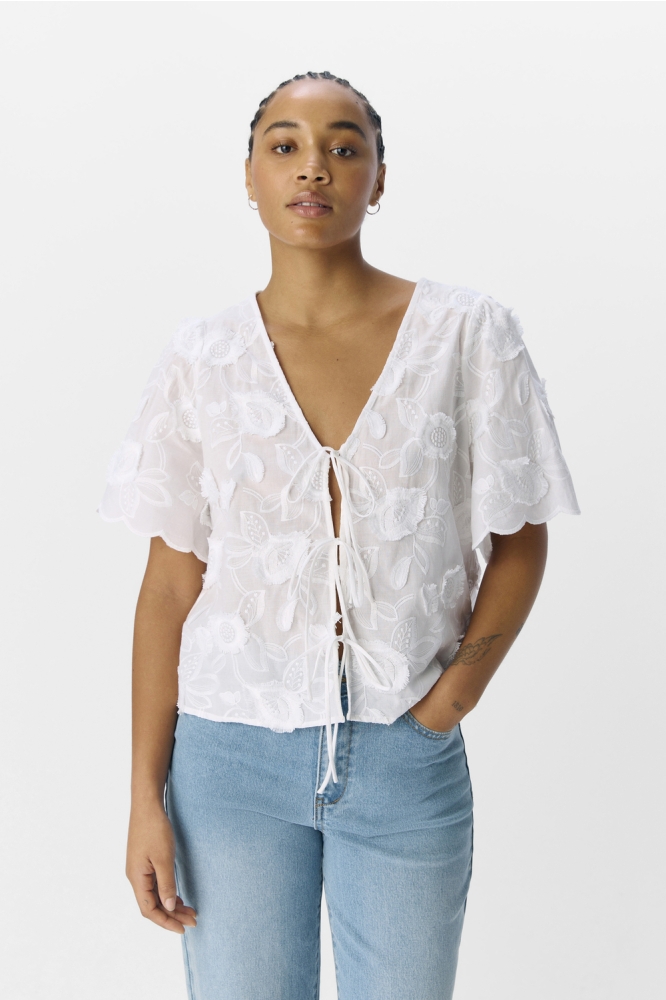 OBJMINI RE S/S V-NECK TOP 139 23047079 WHITE